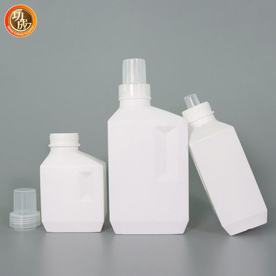 স্ক্রু ক্যাপ সহ বর্গাকার খালি HDPE 1l 2l লন্ড্রি ডিটারজেন্ট বোতল