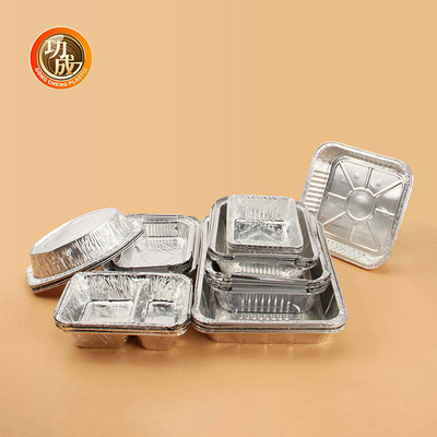 বর্গক্ষেত্র বৃত্তাকার অ্যালুমিনিয়াম ফয়েল ধারক আয়তক্ষেত্র ফয়েল ট্রে