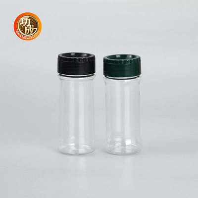 খালি পরিষ্কার প্লাস্টিকের মশলার বোতল 100Ml 250Ml PET সল্ট শেকার সিজনিং জার বাল্ক