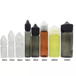 60ml 15ml 30ml 10ml খালি প্লাস্টিক E তরল বোতল 120ml পোষা কালো ড্রপার V3 বোতল