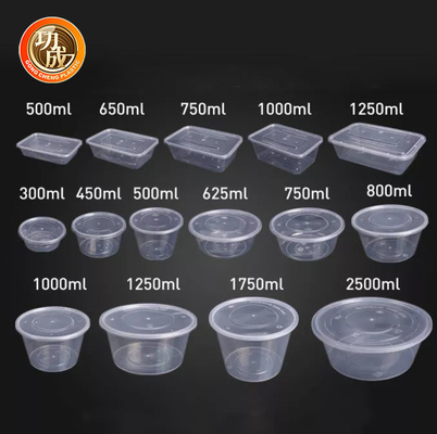 স্কোয়ার রাউন্ড ফুড প্যাকেজিং পাত্রে 450ml 500ml ডিসপোজেবল ফুড প্যাকেজিং ট্রে