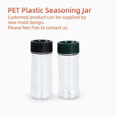খালি পরিষ্কার প্লাস্টিকের মশলার বোতল 100Ml 250Ml PET সল্ট শেকার সিজনিং জার বাল্ক